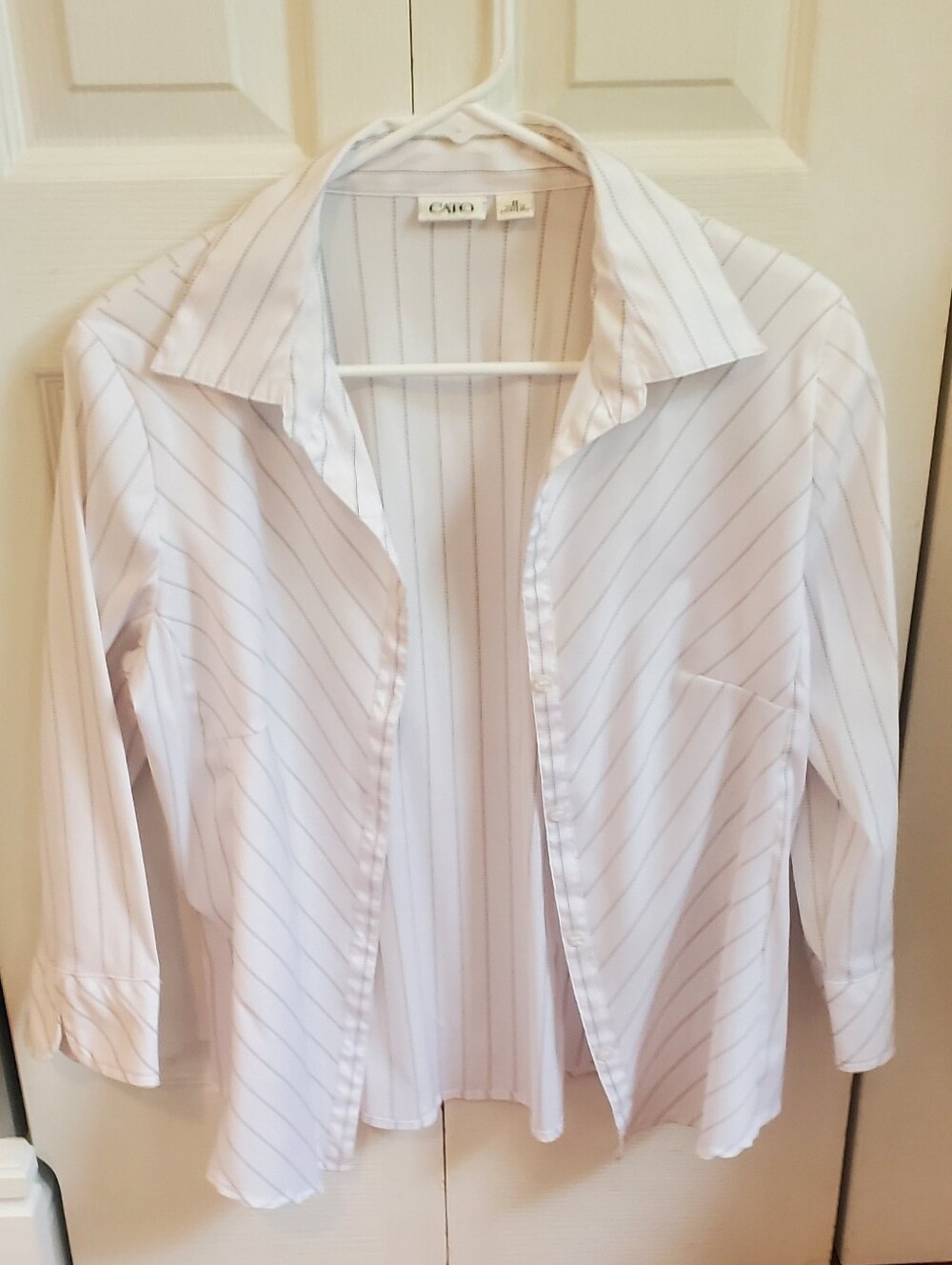 Cato White Shirt with Thin Black Pinstripes
